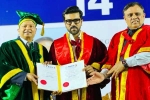 Ram Charan Doctorate new breaking, Ram Charan Doctorate pictures, ram charan felicitated with doctorate in chennai, Who
