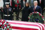 bush, bush, trumps pay last respect to late president bush at u s capitol, John mccain