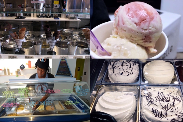 Tasty ice-cream and desserts centers
