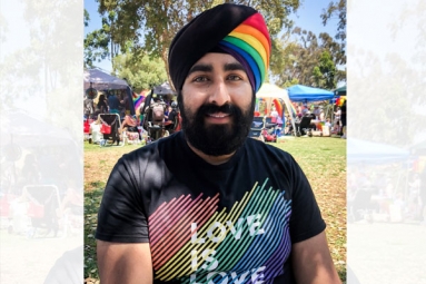 Indian Sikh Man Dons Rainbow Turban for Pride in San Diego