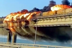 Crimea bridge, Crimea bridge videos, huge explosion on crimea bridge that connects russia, Vladimir putin