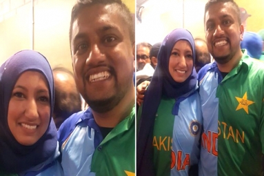 Ind vs Pak ICC World Cup 2019: Indian-Pakistani Couple Spotted Wearing Half-And-Half Indo-Pak Jerseys